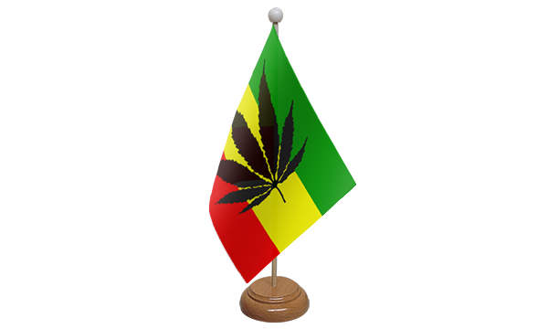Cannabis Reggae Small Flag With Wooden Stand